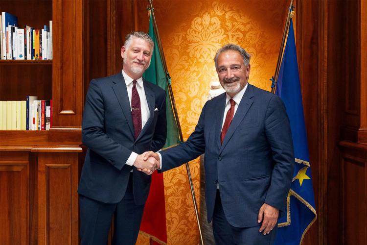 Il ministro della Cultura Alessandro Giuli e il presidente della Regione Lazio Francesco Rocca