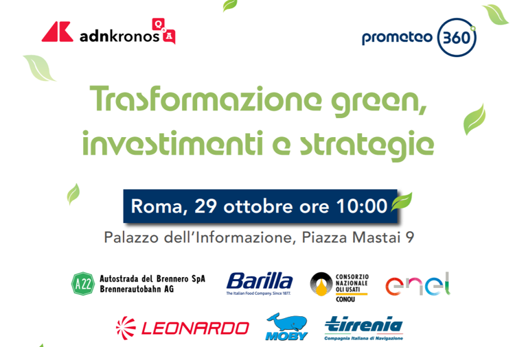 Trasformazione green, investimenti e strategie: evento Adnkronos Q&A il 29 ottobre