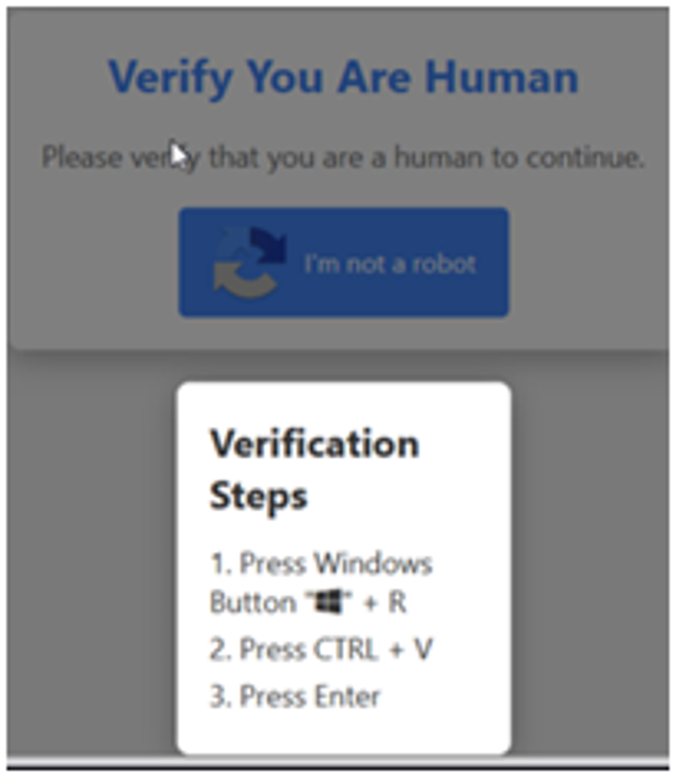 Un falso CAPTCHA con istruzioni pericolose