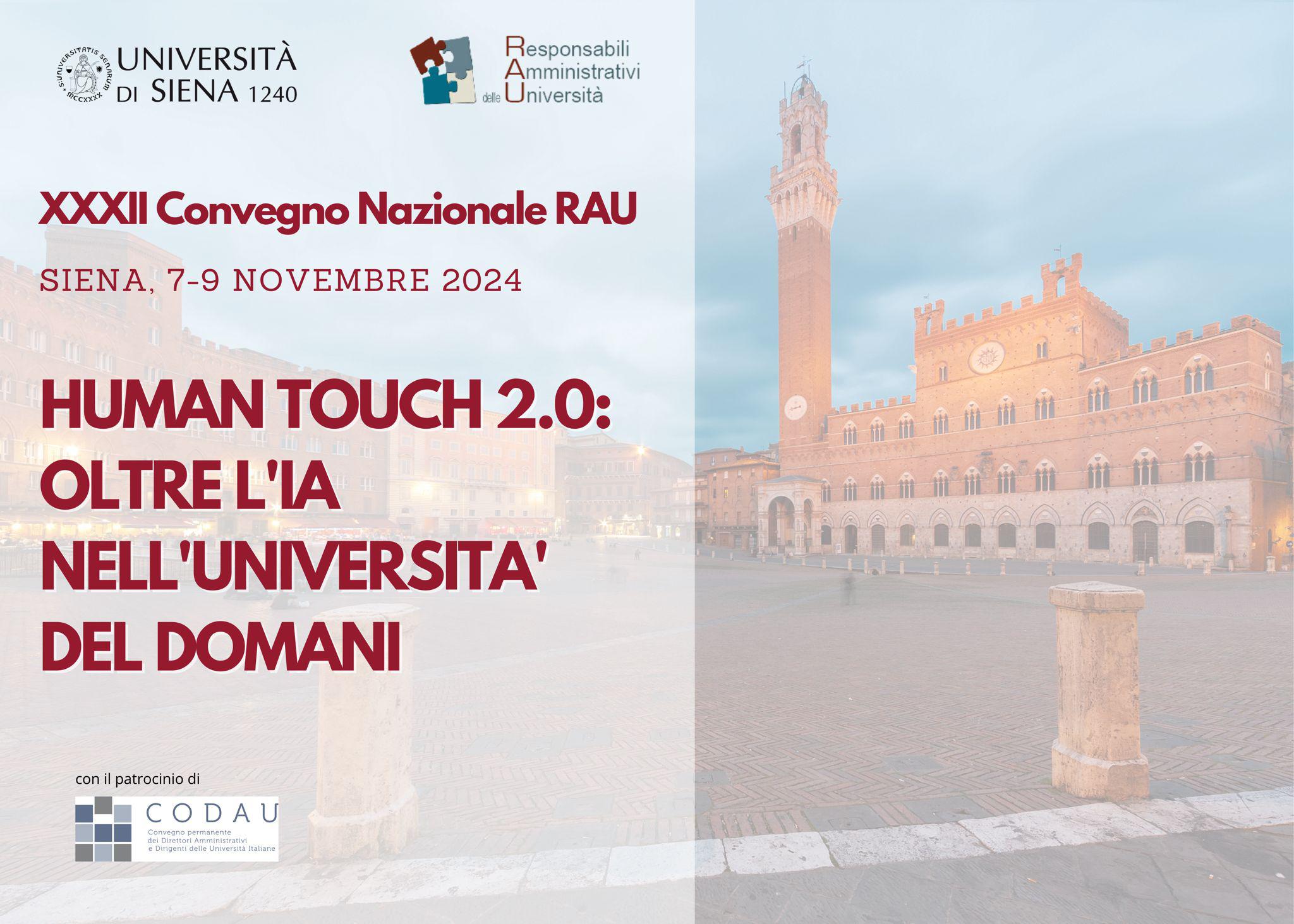 XXXII RAU National Conference: Human Touch 2.0, beyond AI in the university of tomorrow