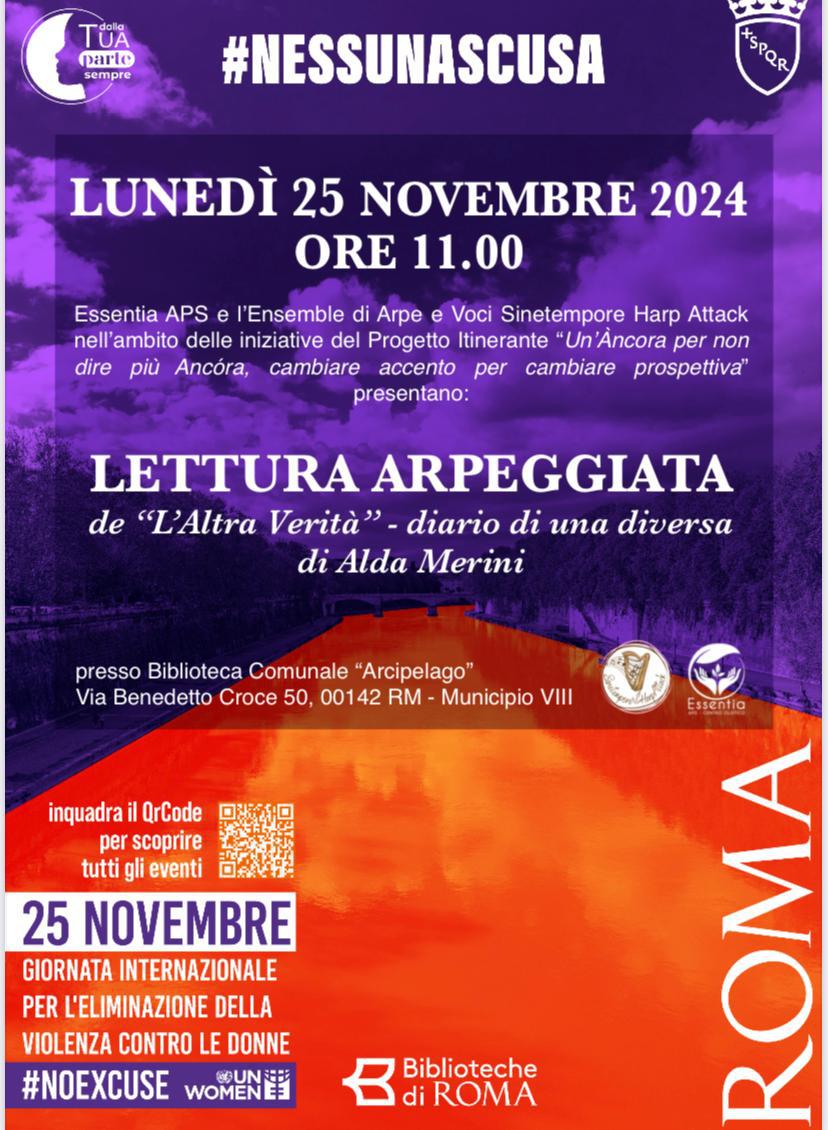 Violence against women, a harp concert in Rome on November 25th to say “enough!”