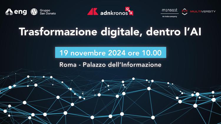 Trasformazione digitale, dentro l’AI: il 19 novembre evento Adnkronos Q&A