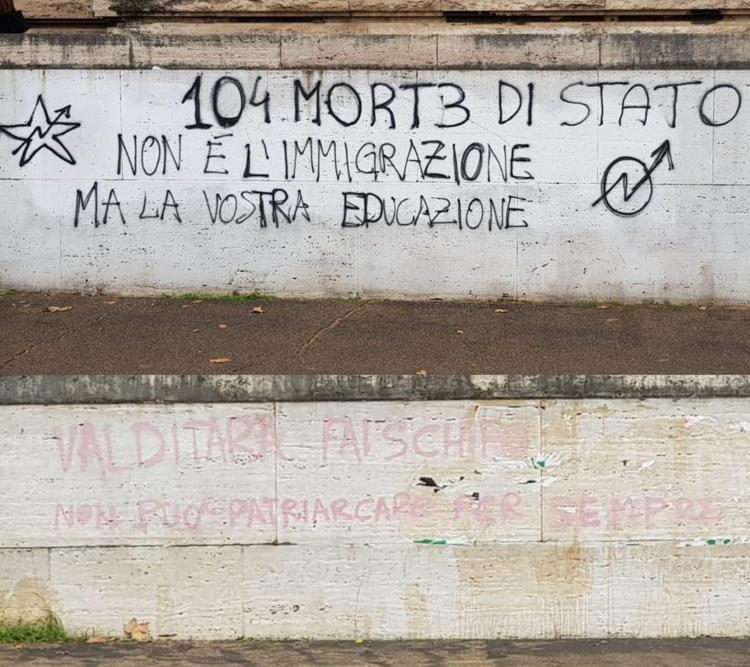 Le scritte apparse al ministero dell'Istruzione