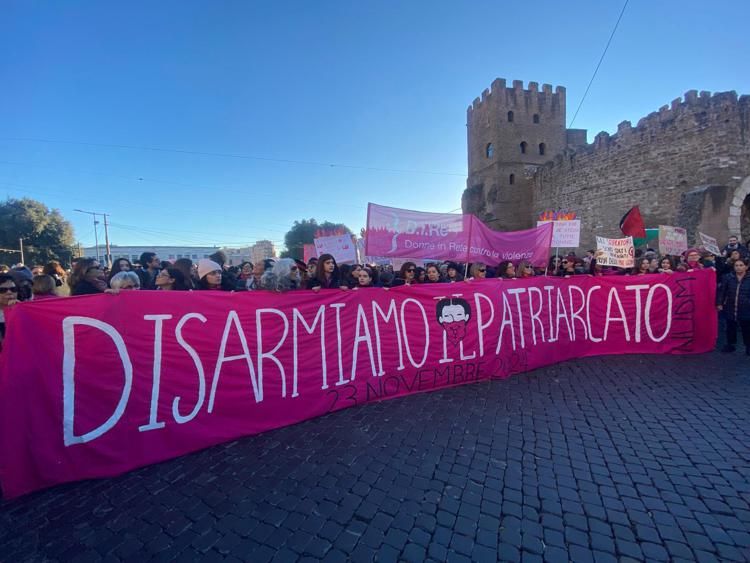 Il corteo a Roma (Foto Adnkronos)