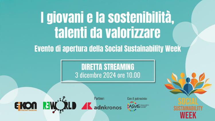 I giovani e la sostenibilità, talenti da valorizzare - Diretta il 3 dicembre dalle 10