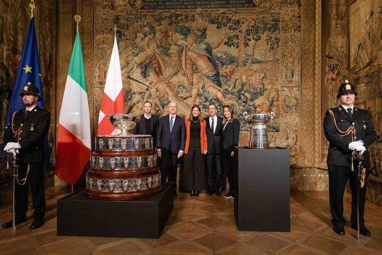 Da sinistra: Filippo Volandri, Angelo Binaghi, Martina Riva, Giuseppe Sala e Tathiana Garbin - Fotogramma/IPA