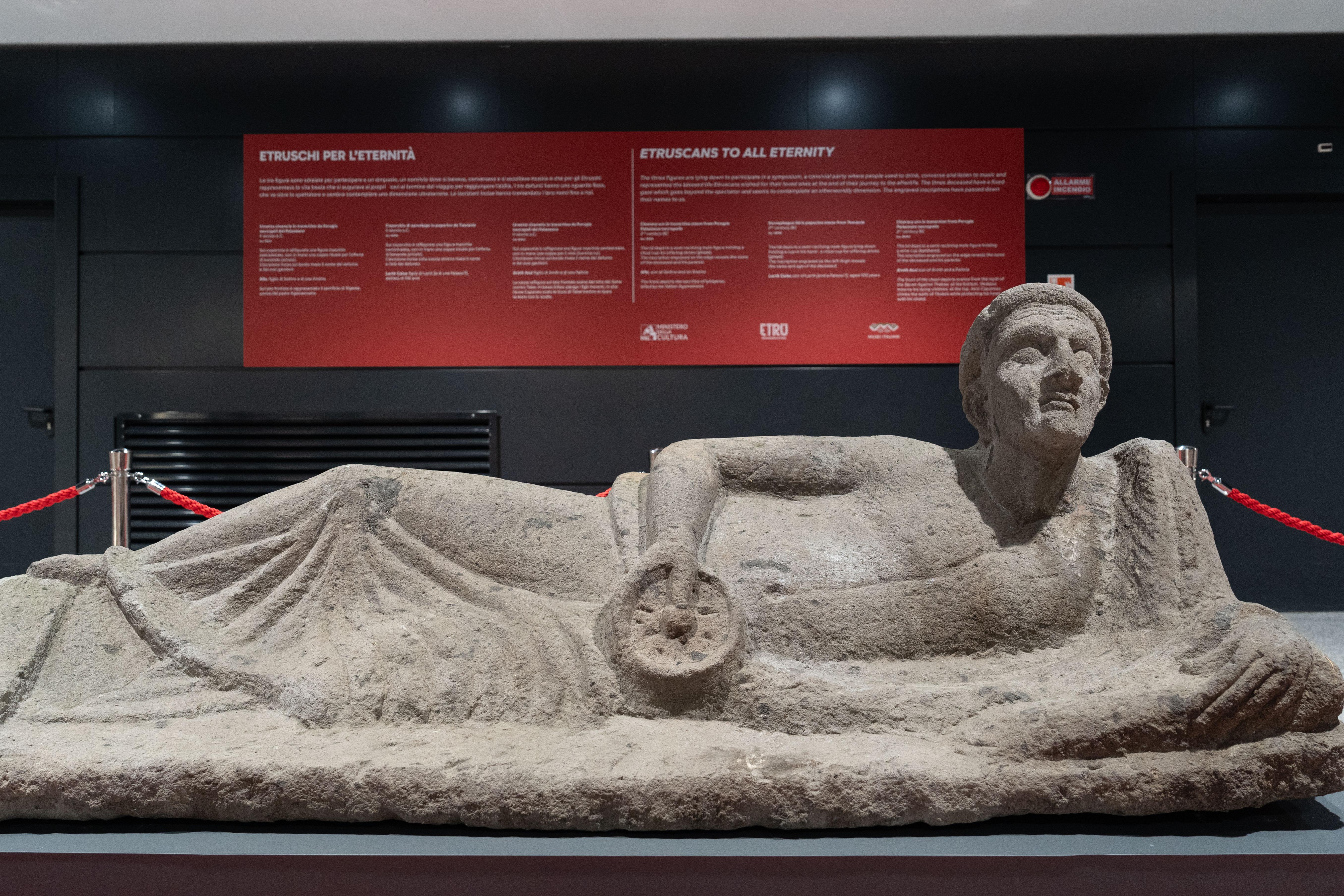 Exhibition of Etruscan sculptures presented at Fiumicino Airport