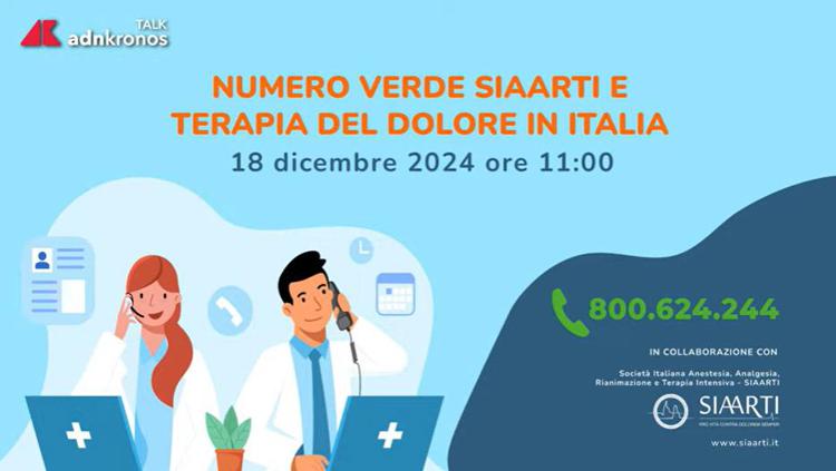 'Numero verde Siaarti e terapia del dolore in Italia', online il talk