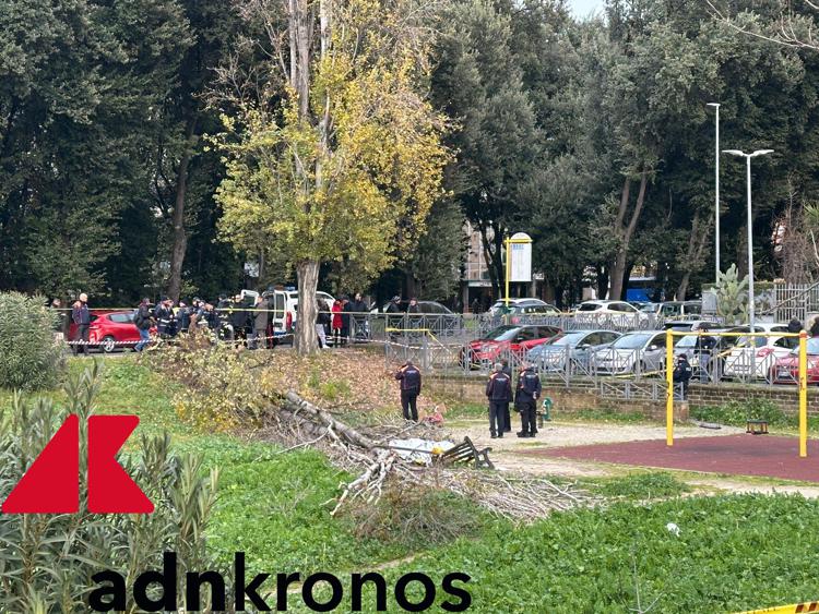 Il punto in cui è crollato l'albero (Foto Adnkronos)