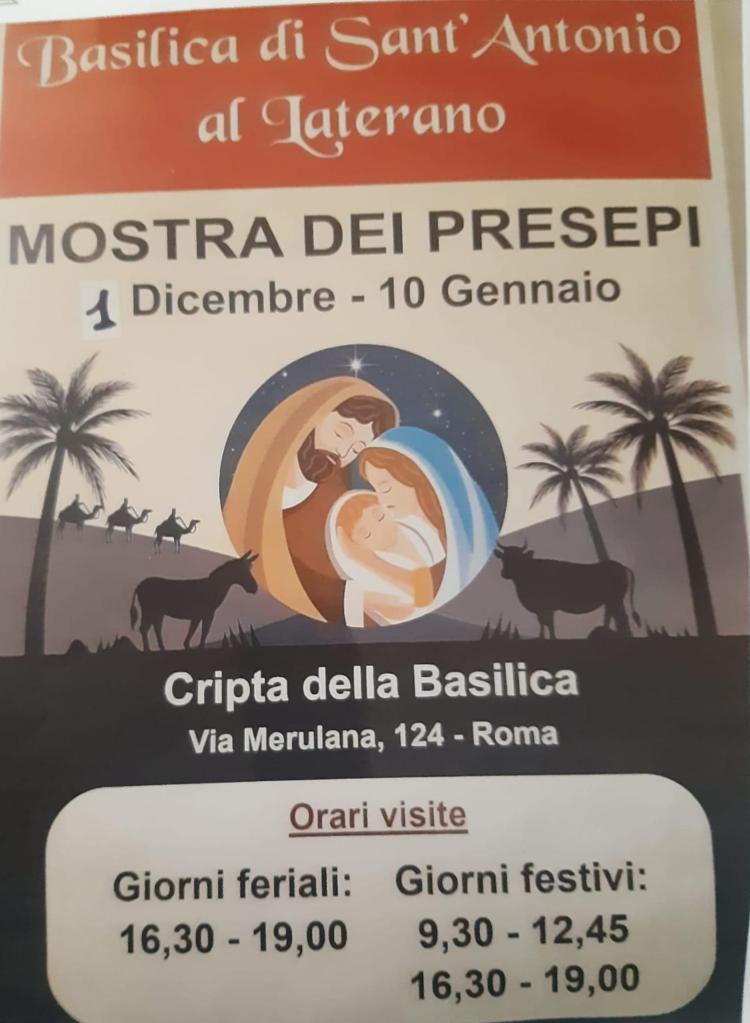 Natale: mostra Presepi da tutto il mondo alla Cripta della Basilica Sant'Antonio al Laterano