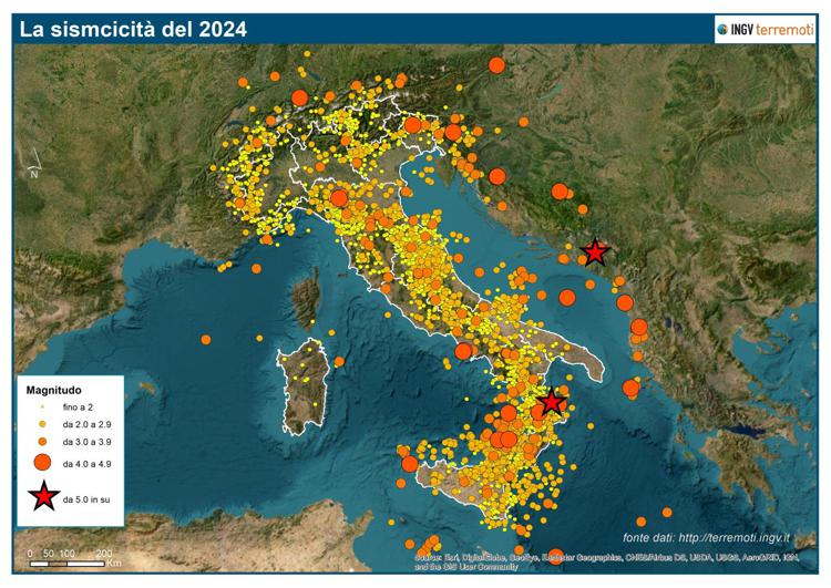 Italia sismica 2024: quasi 17.000 terremoti, un anno in linea con la media