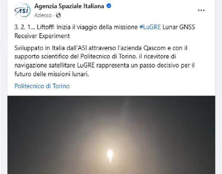 E' iniziato il viaggio di LuGRE, missione Asi-Nasa diretta sulla Luna - Video