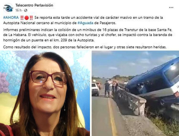 Immagini dell'incidente avvenuto a Cuba e della vittima Patrizia Crisolini Malatesta (fofo da Fb)