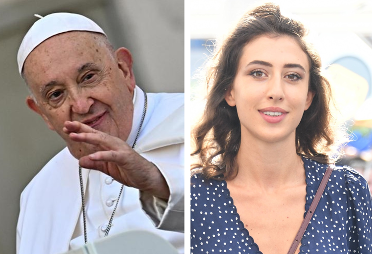 Papa Francesco e Cecilia Sala (Afp/Fotogramma)