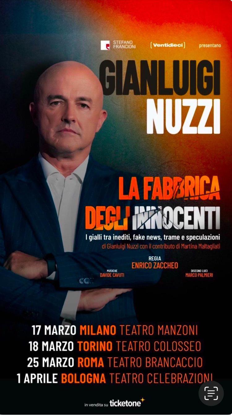 Gianluigi Nuzzi in scena con 'La fabbrica degli innocenti'