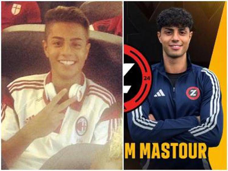 Hachim Mastour ai tempi del Milan e con la maglia dell'FC Zeta - Fotogramma e Instagram