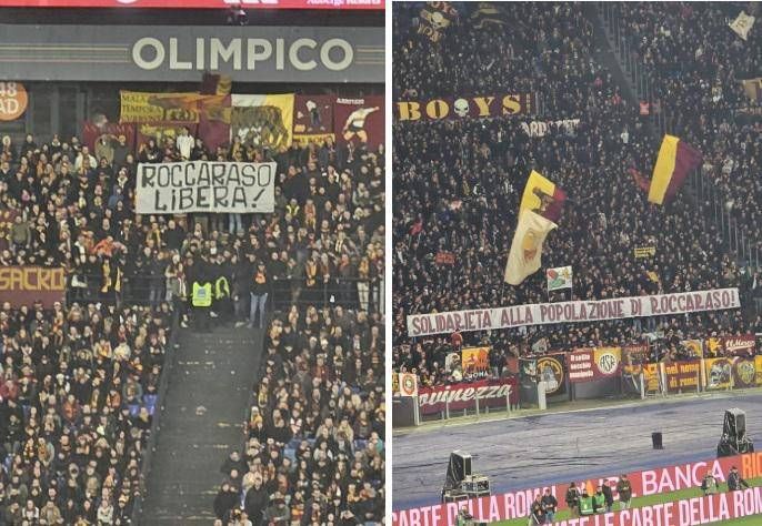 "Roccaraso libera", lo striscione in Curva Sud per Roma-Napoli