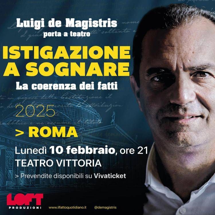 Uno spettacolo di teatro civile quello di de Magistris a Roma il 10 febbraio.