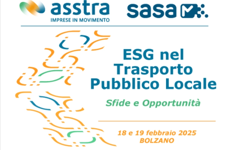 'Esg nel trasporto pubblico locale', seminario Asstra – Sasa a Bolzano il 18 e 19