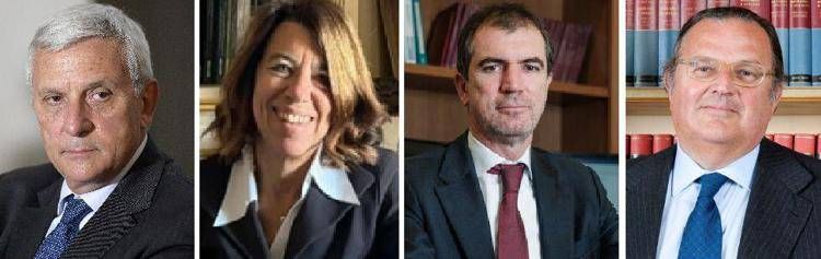 I nuovi giudici: da sinistra Massimo Luciani, Maria Alessandra Sandulli, Francesco Saverio Marini e Roberto Cassinelli 