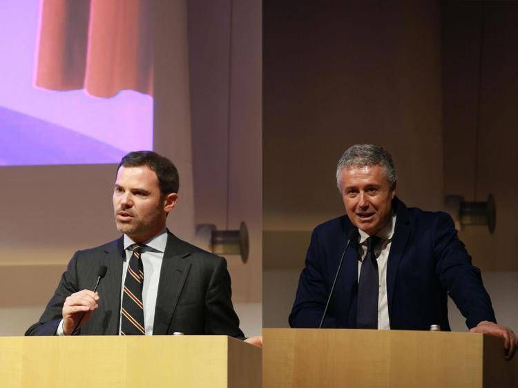 Antonio Abete e Stefano Cigarini nel corso della conferenza stampa sul decennale di Cinecittà World