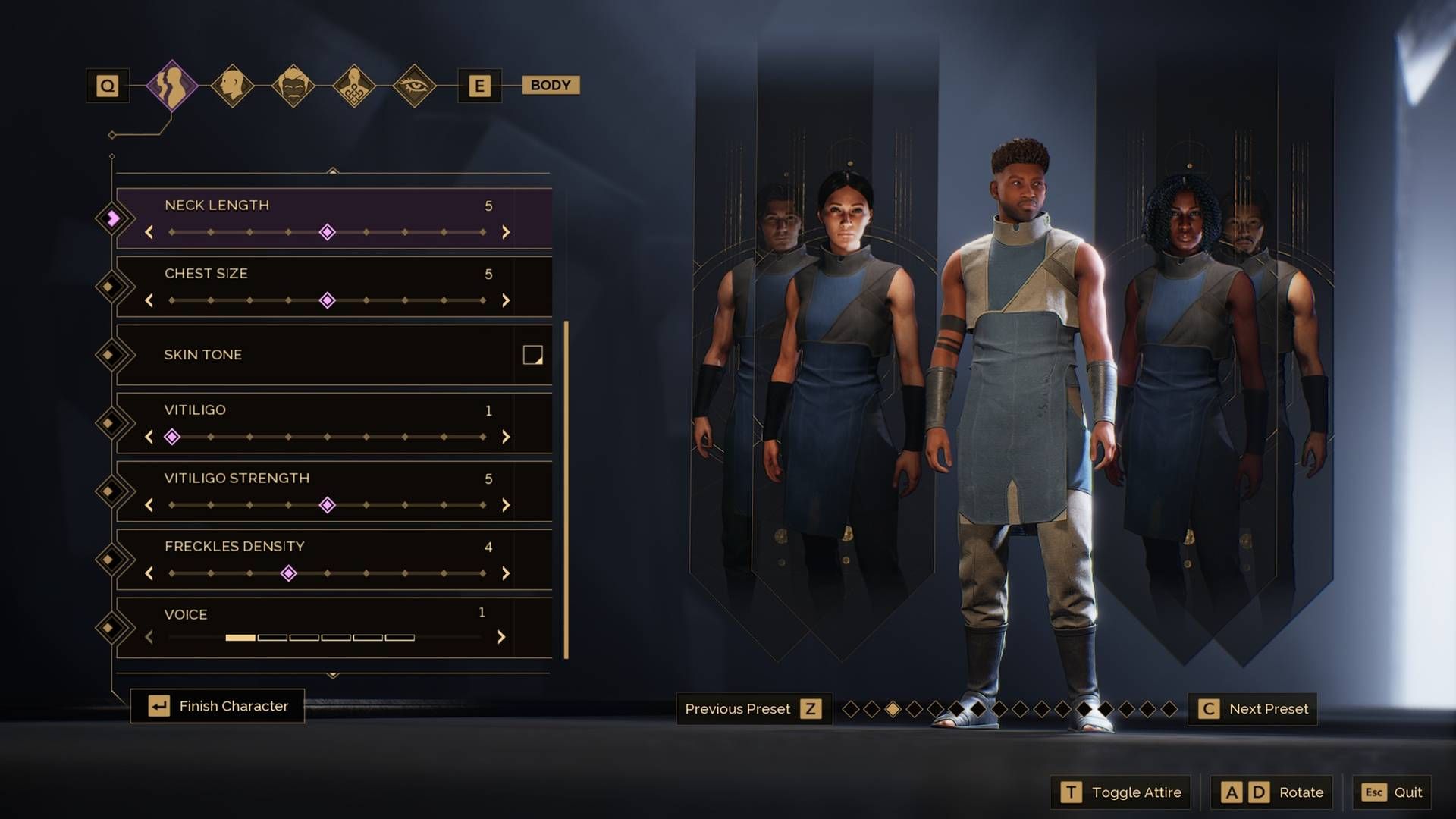 character creation   presets