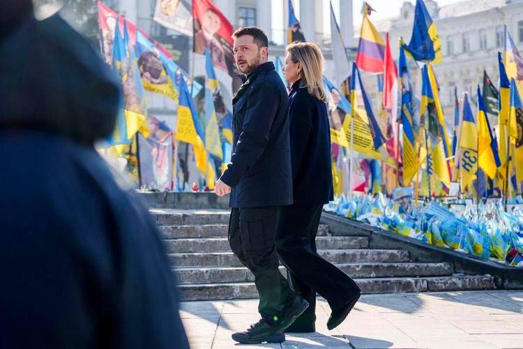 Volodymyr Zelensky oggi a Kiev, Ucraina - Afp