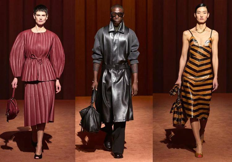 Tre look della sfilata Fendi che celebra 100 anni