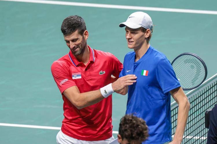 Novak Djokovic e Jannik Sinner in Coppa Davis - Ipa/Fotogramma