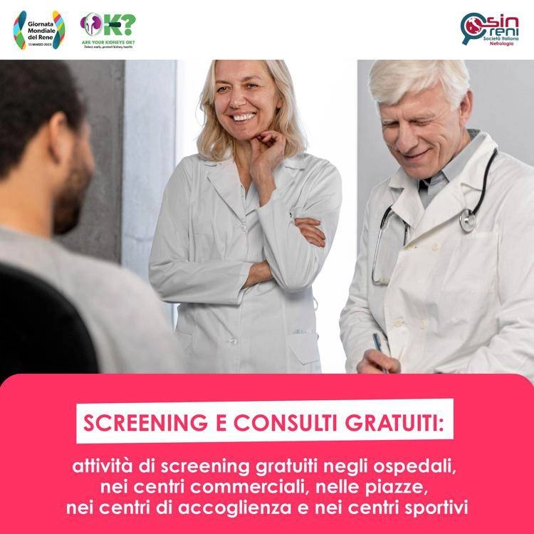 Giornata del rene, screening gratuiti in piazze e ospedali