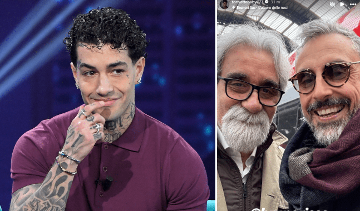 <div>Tony Effe, il selfie di Brunori Sas e Beppe Vessicchio: l'incredibile somiglianza</div>