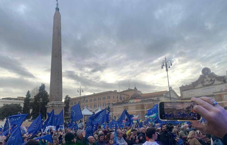 La manifestazione a Piazza del Popolo - Adnkronos